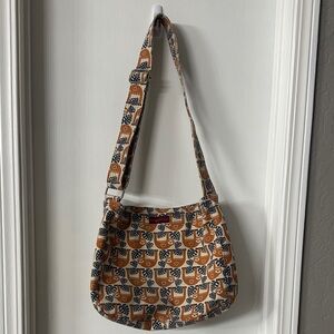 bungalow 360 Sloth Tan and Navy Geometric Canvas CrossbodyEUC